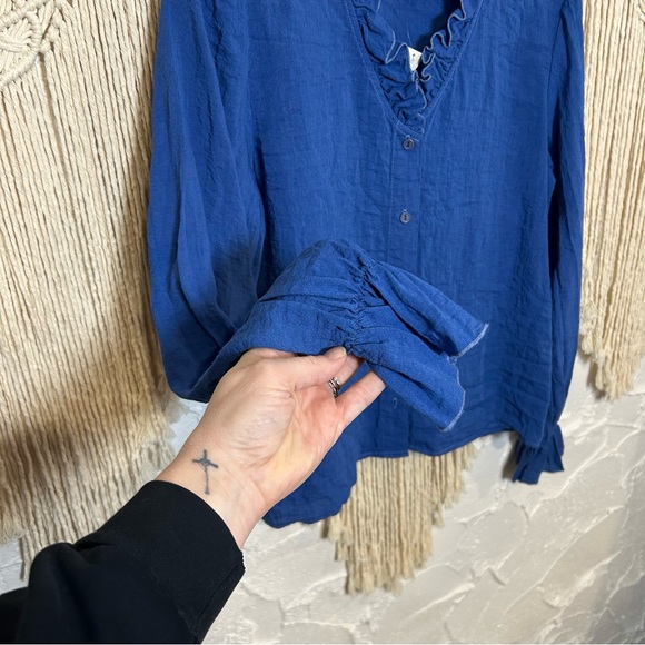 Anthropologie Amadi Ruffle Blouse Button Front NWT Women’s Small - Picture 7 of 12